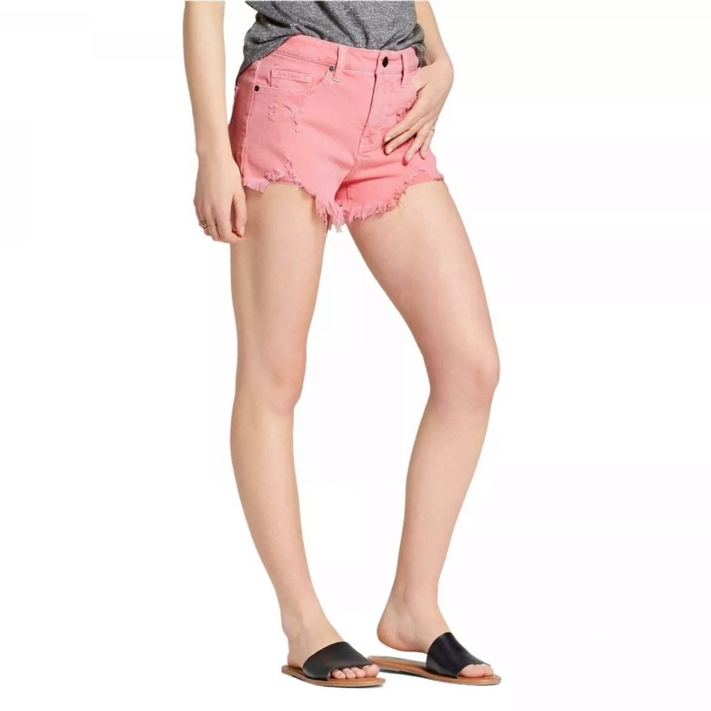 Mossimo supply high rise pink ripped shorts New